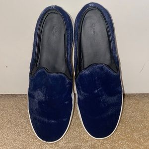 Blue calf hair Céline slip ons